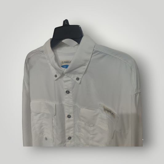 Camisa Marca Magellan Outdoors de Hombre Color Blanco Manga Larga