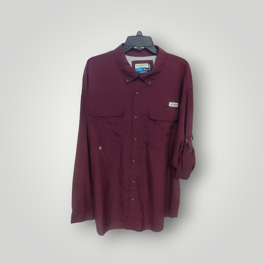 Camisa Marca Magellan Outdoors de Hombre Color Vino Windsor Wine Manga Larga