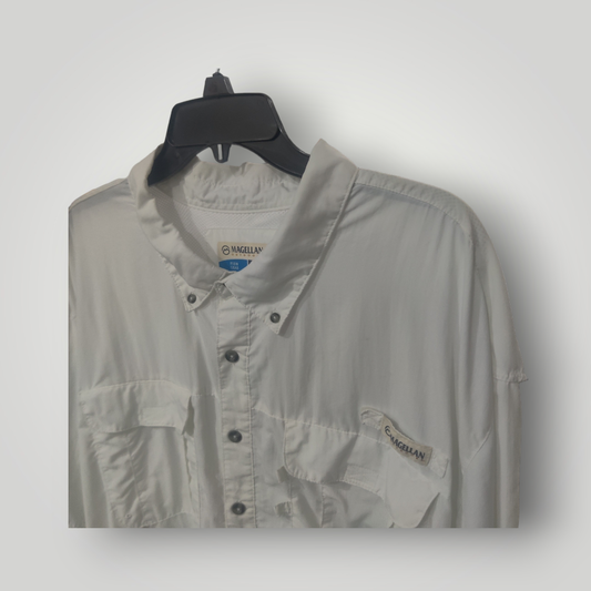 Camisa Marca Magellan Outdoors de Hombre Color Blanco Manga Corta