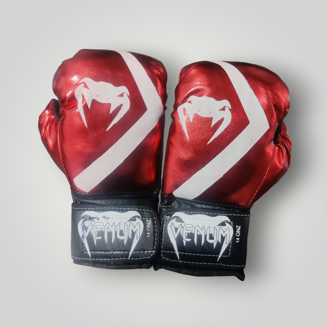 Guantes Boxeo Estilo Venum color Rojo Metálico Tamaño 8 a 16 oz