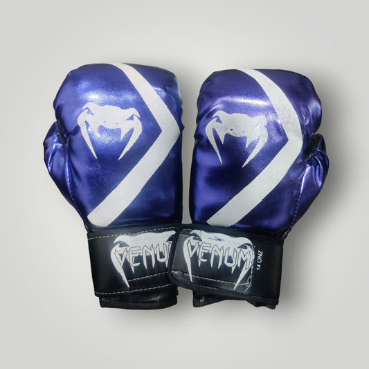Guantes Boxeo Estilo Venum color Azul Metálico Tamaño 8 a 16 oz