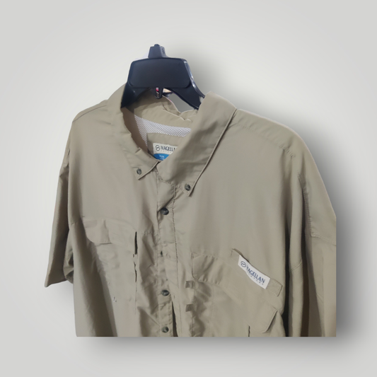 Camisa Marca Magellan Outdoors de Hombre Color Cafe Silver Mink Manga Corta