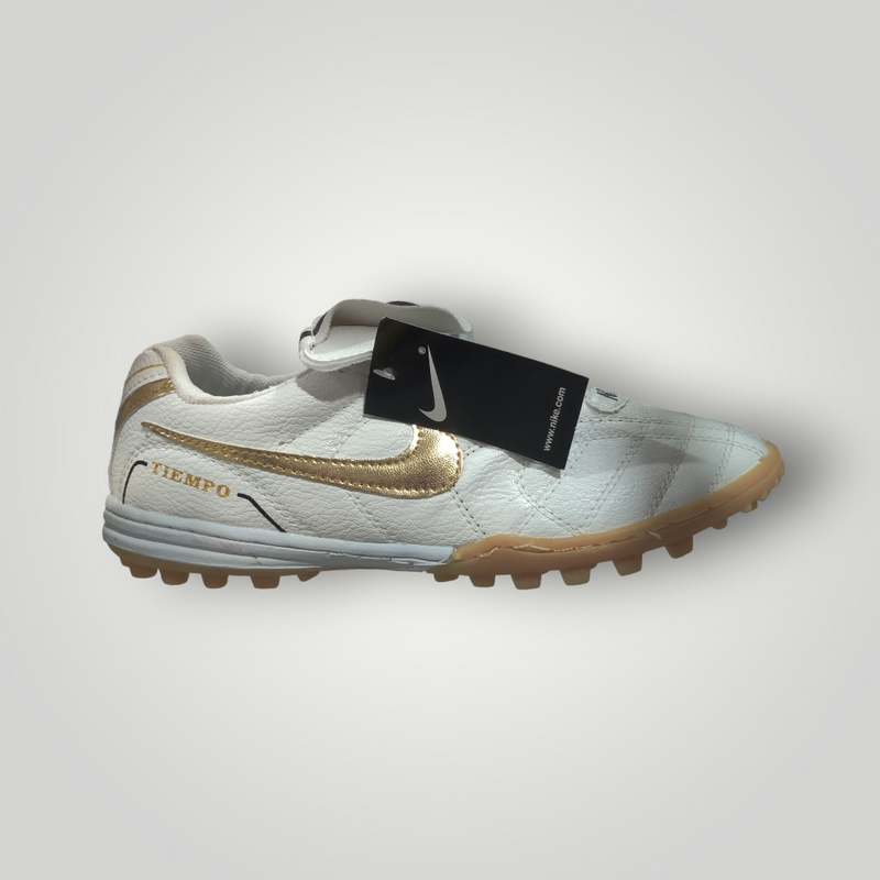 Tenis de Futbol Rápido Modelo TIEMPO Legend 3 Color Blanco Ámbar Tallas del 25 al 28.5 Mx