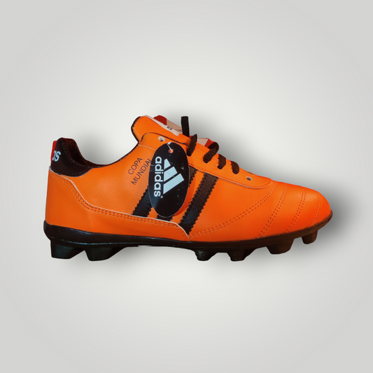 Tachones de Futbol Pasto Natural Modelo Adidas COPA MUNDIAL Color Naranja Negro Tallas del 22 al 25 Mx