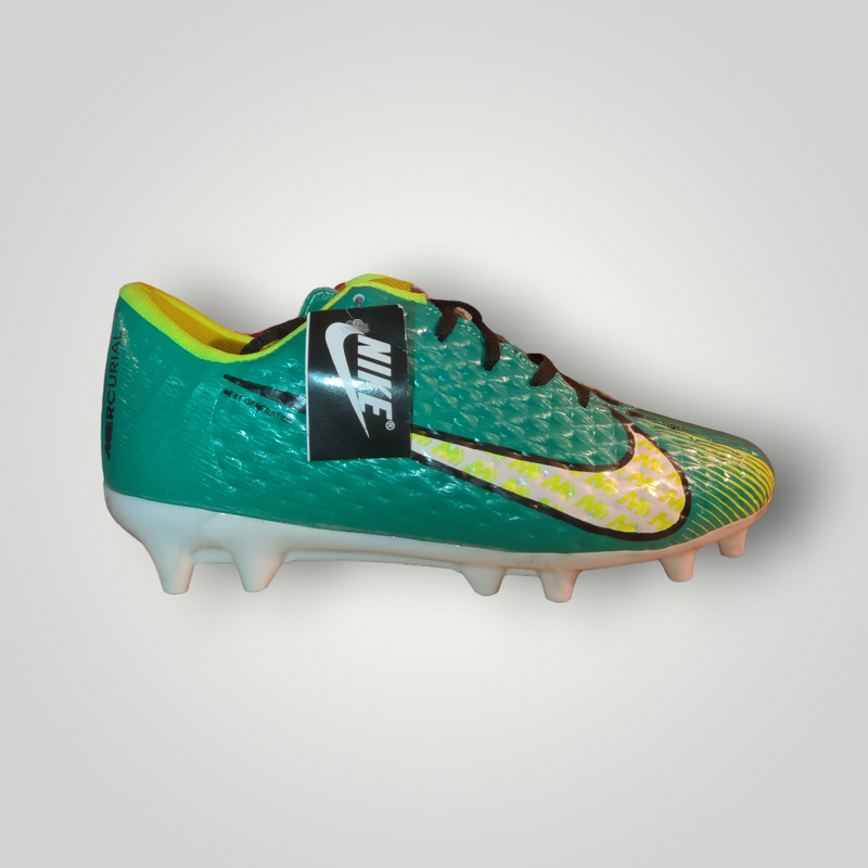 Tachones de Futbol Pasto Natural Modelo MERCURIAL Z15 Color Aqua Blanco Neón Tallas del 25 al 28.5 Mx