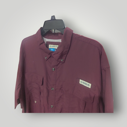 Camisa Marca Magellan Outdoors de Hombre Color Vino Windsor Wine Manga Corta