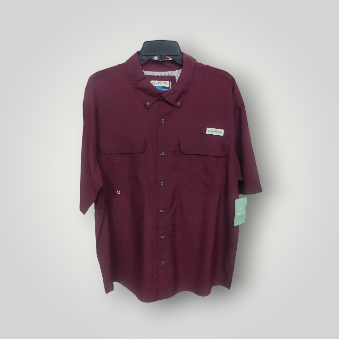 Camisa Marca Magellan Outdoors de Hombre Color Vino Windsor Wine Manga Corta