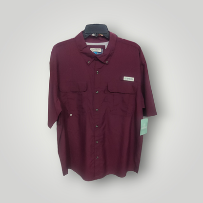 Camisa Marca Magellan Outdoors de Hombre Color Vino Windsor Wine Manga Corta