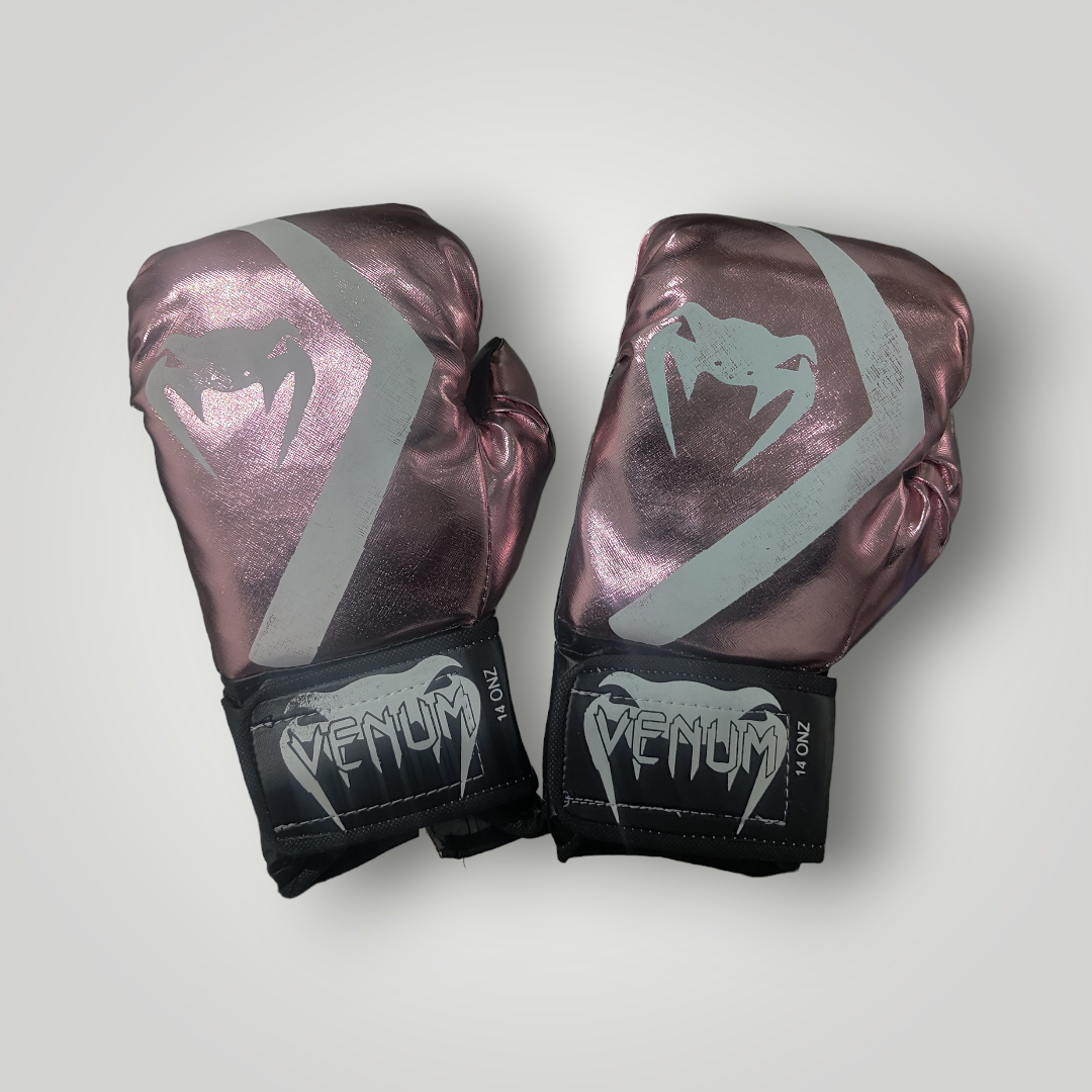 Guantes Box Estilo Venum Color Rosa Metálico Tamaño 8-16 oz