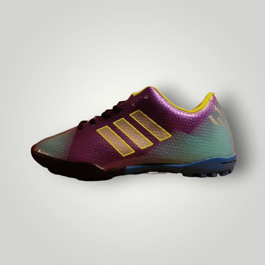 Tenis de Futbol Rápido Modelo ADIDAS NEMESIS Color Morado Amarillo Neón Plata Tallas del 22 al 25 Mx